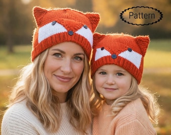 Knitting Pattern for ladies fox wolf hat - Child's fox wolf hat pattern - Child's hat pattern - wolf hat pattern - PDF - kp494