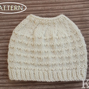 knitting pattern messy bun hat - messy bun beanie - ponytail hat - ponytail beanie - pdf- KP498