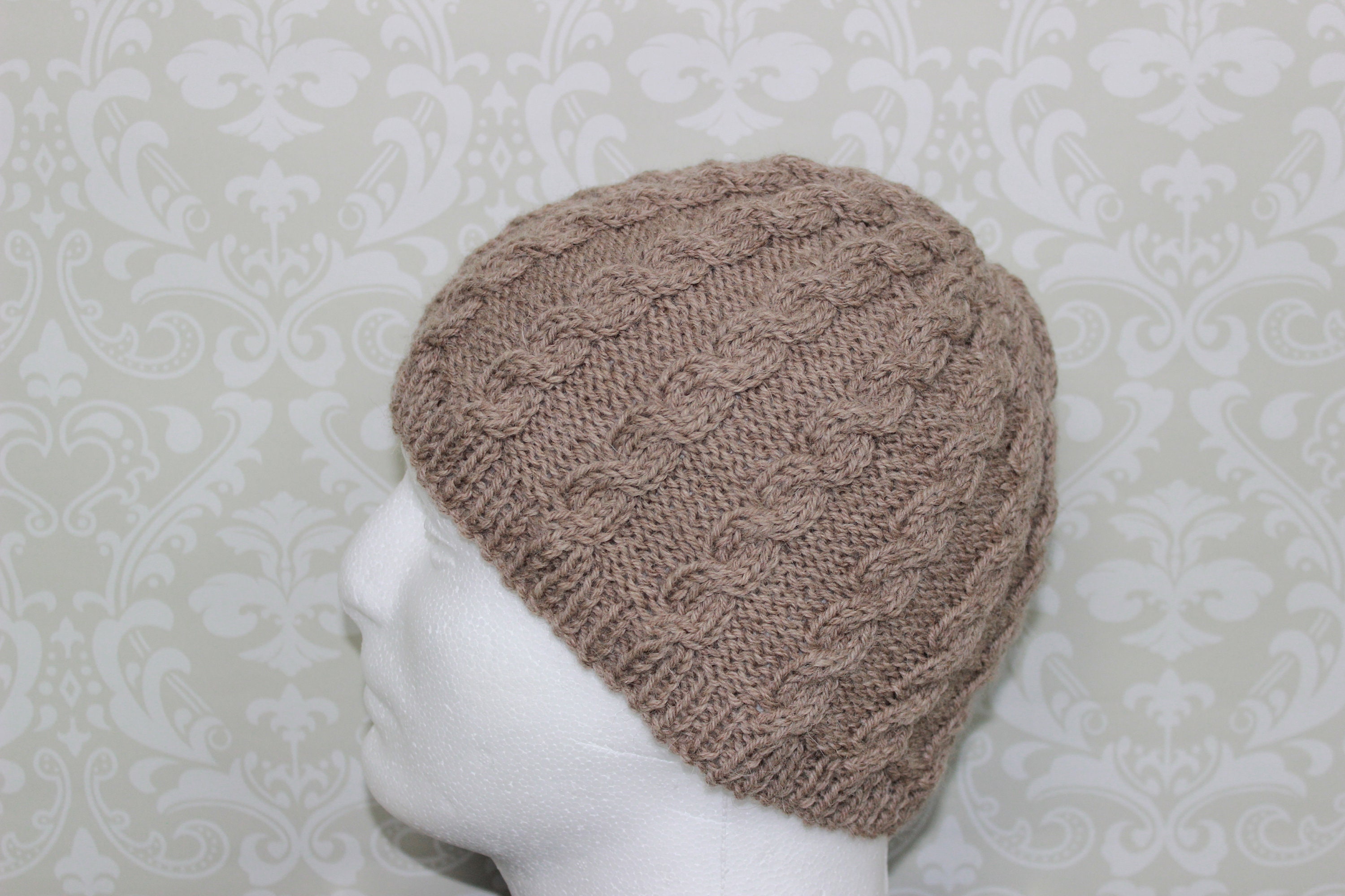 Knitting Pattern for Mens Cable Hat - Mens Beanie Knitting Pattern ...