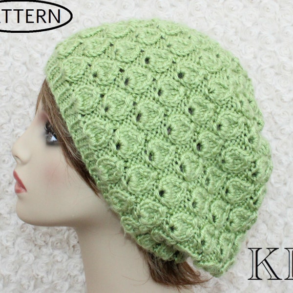 knitting pattern for ladies slouchy hat  - womens hat pattern - slouchy hat pattern - ladies knitted hat pattern - knit hat  -PDF - KP383