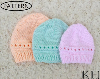 Knitting Pattern for baby hats - tiny hat pattern - preemie hat pattern - newborn  hat pattern- PDF - KP530