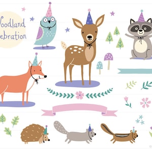 Woodland Party Clip Art - woodland clipart, baby clip art, baby clipart, birthday clipart, baby shower clipart, baby animals, cute clipart