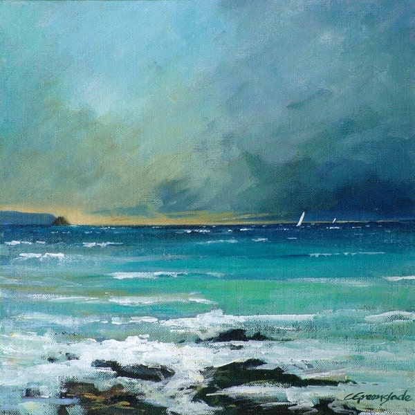 Giclee print, original cornish seascape, coastal art, Gerrans Bay, seaside, beaches. Made in Cornwall