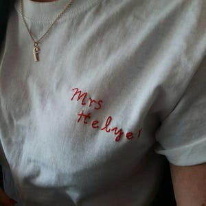 Personalised hand embroidered t-shirts image 1