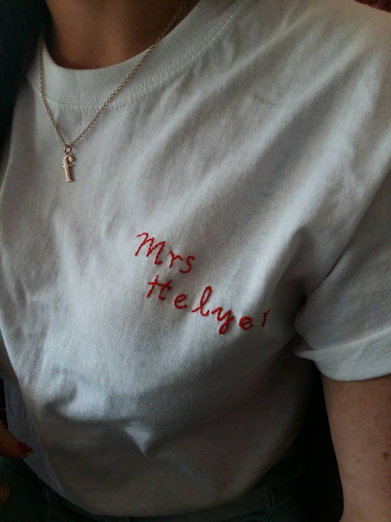 Personalised hand embroidered t-shirts image 1