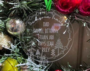 Personalised Christmas Bauble | Personalised Engraved Perspex Bauble | Personalised Family Bauble | Family Christmas Bauble |