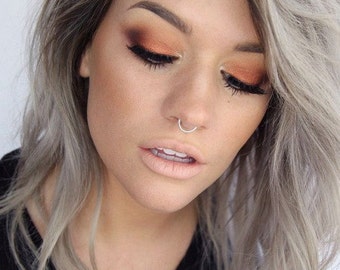 Set Of THREE Fake Septum Rings, Faux Septum Ring, Silver Septum Ring, Black Septum Ring, Gold Septum Ring, Septum Ring, N0 PIERCING NEEDED