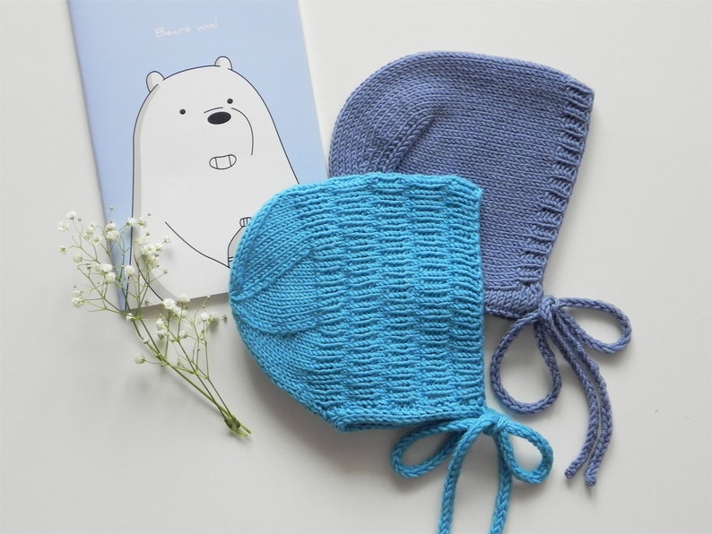 Baby knitting bonnet Merino wool bonnet Knitting baby hat image 0