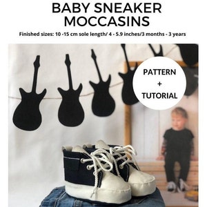 Baby Denim Sneakers Sewing Pattern & Tutorial Newborn fabric moccasins Download Template Infant boots DIY How to make baby booties Cribshoes