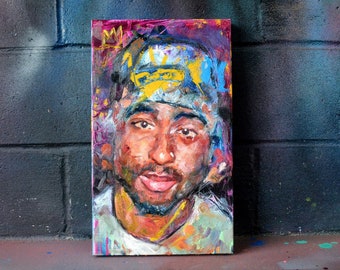 Original Tupac Painting, 20x12", Tupac Shakur, 2pac, Portrait, Art, Rap, Hip Hop Richard Day