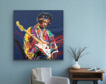 Hand Made Jimi Hendrix Painting | Original Jimi Hendrix Painting 40" |  Richard Day Canvas | Fine Art Home Décor