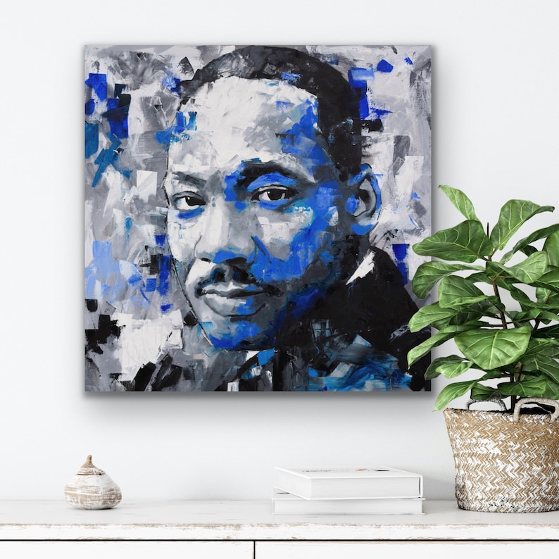 Martin Luther King Jr, Original Oil Painting, 30, 40, 52, Large, Wall, Art, Canvas, Civil Rights Activist, Worldwide Shipping image 4