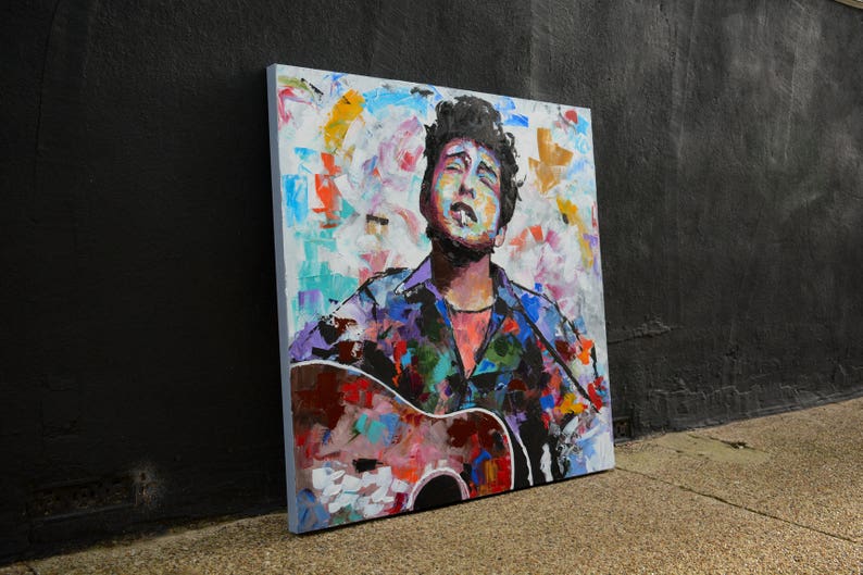 Bob Dylan Oil Painting Hand Made Original Dylan Painting Etsy