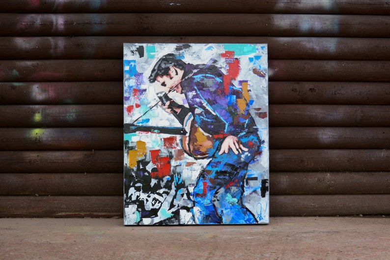 Elvis Oil Painting Original Elvis Painting, 30, 40 Richard Day Canvas Fine Art Home Décor Hand Made Oil Painting image 2