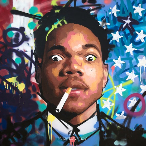 Chance The Rapper Original Painting 40 Large Canvas Etsy