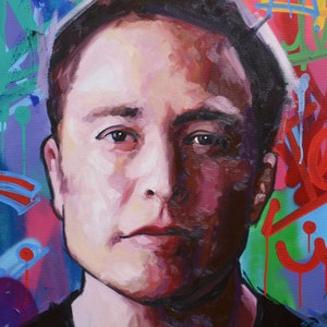 Elon Musk Oil Painting Hand Made Original Elon Musk Painting, 40, 30