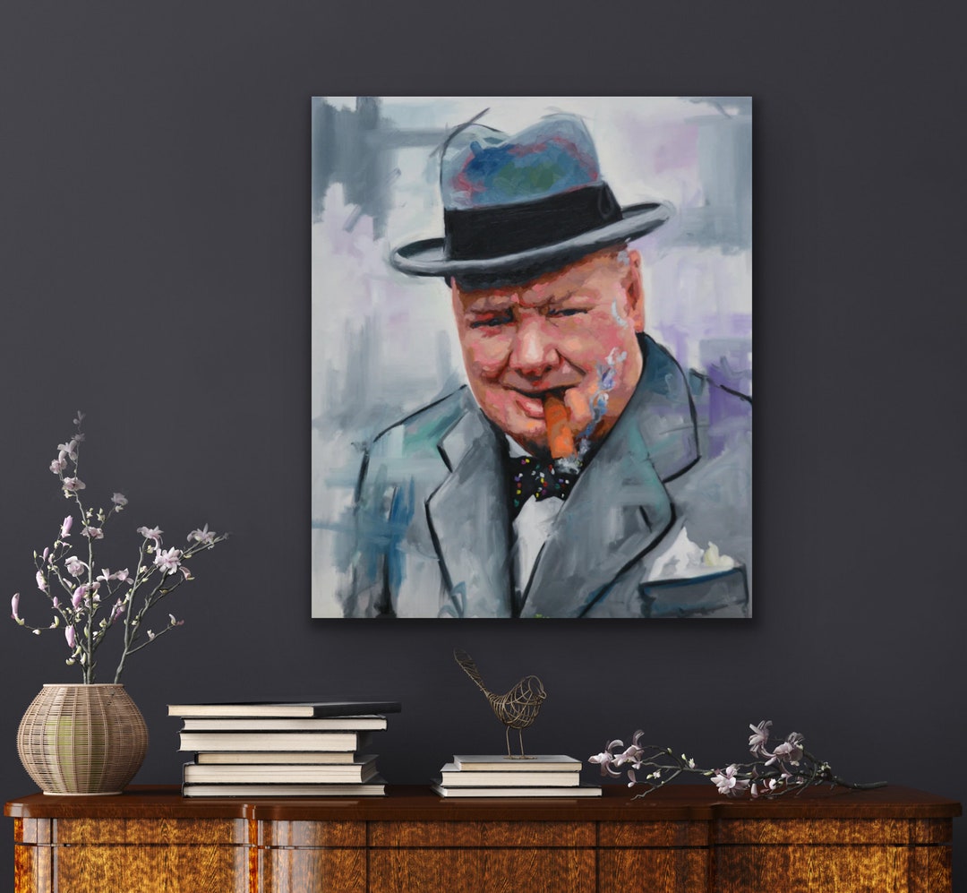 Winston Churchill Oil Painting Original Winston Churchill Painting 38 ...
