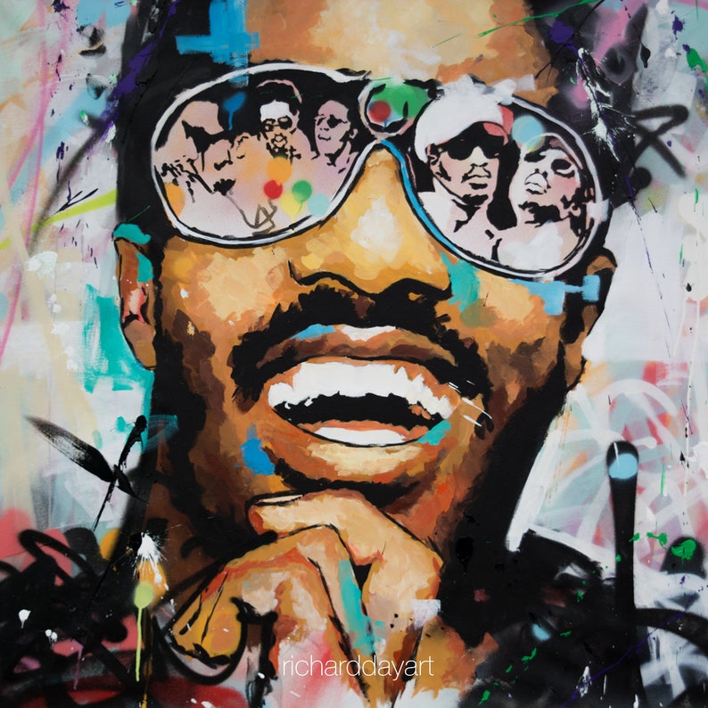 Stevie Wonder Painting Hand Made Original Stevie Wonder Portrait Extra