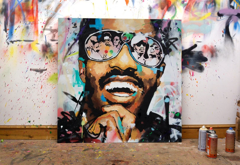 Stevie Wonder Painting Hand Made Original Stevie Wonder Portrait Extra