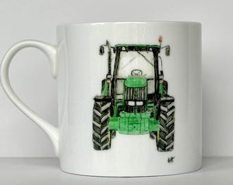 Green Tractor China Mug