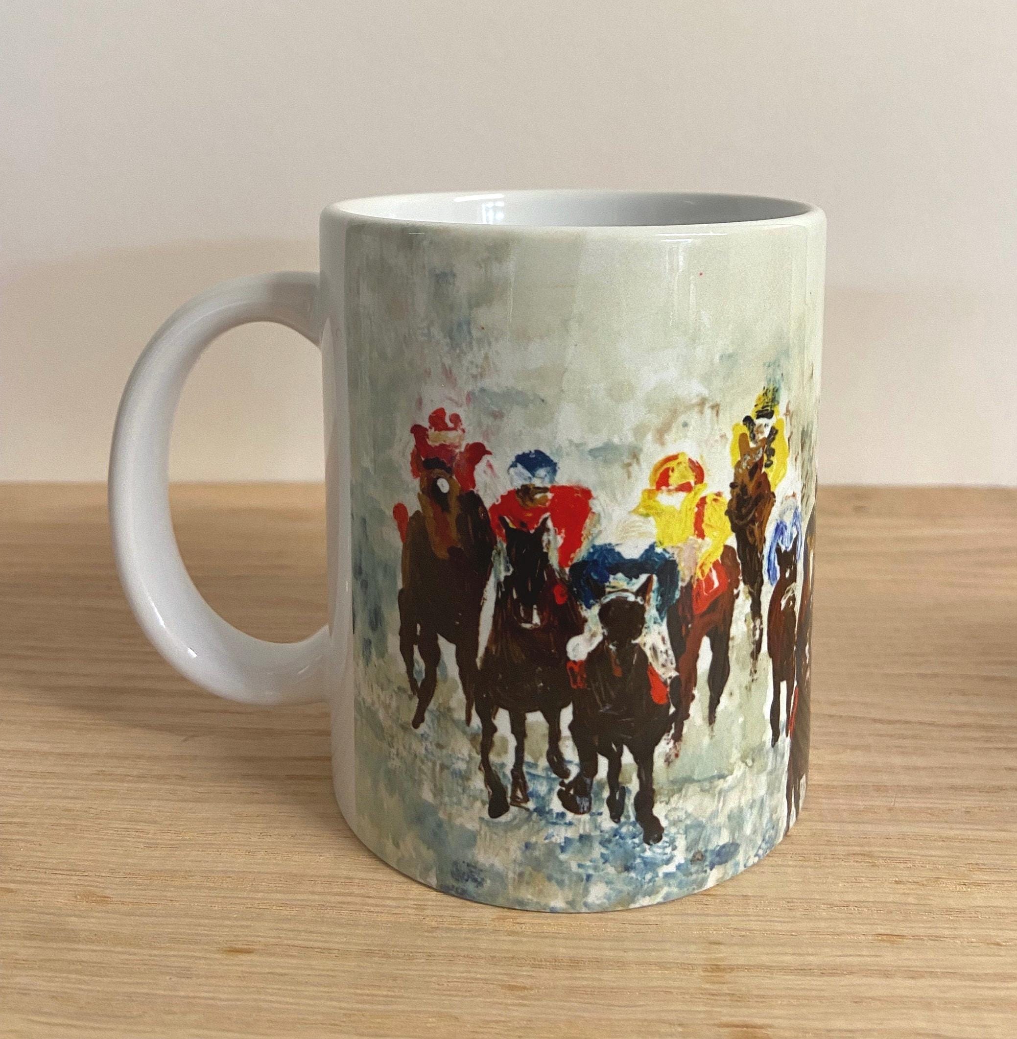 Horse Racing Ceramic Coffee Mug - Gift for Jockey - Stablehand Gift