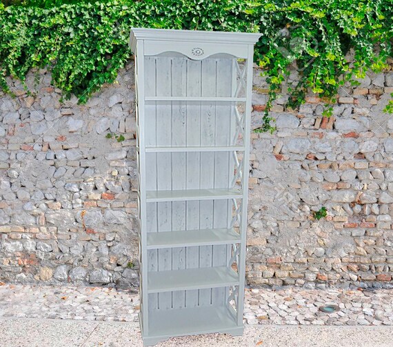 White Bookcase Tall Bookcase Narrow Bookcase Wood Etsy