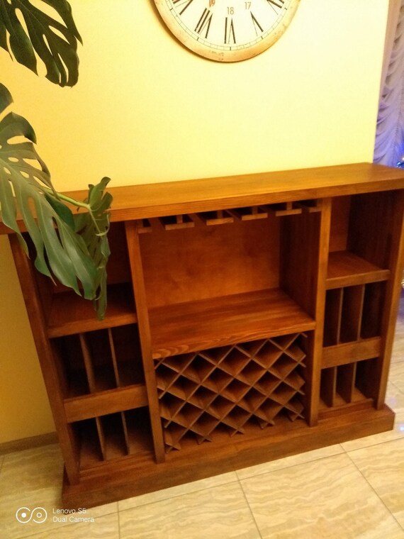 Wine Cabinet Wood Home Bar Wine Furniture Living Room Etsy