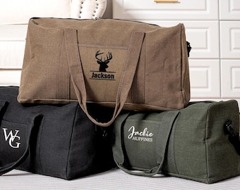 Sac de voyage personnalisé en cuir avec toile brodée : sac de voyage imperméable pour le week-end
