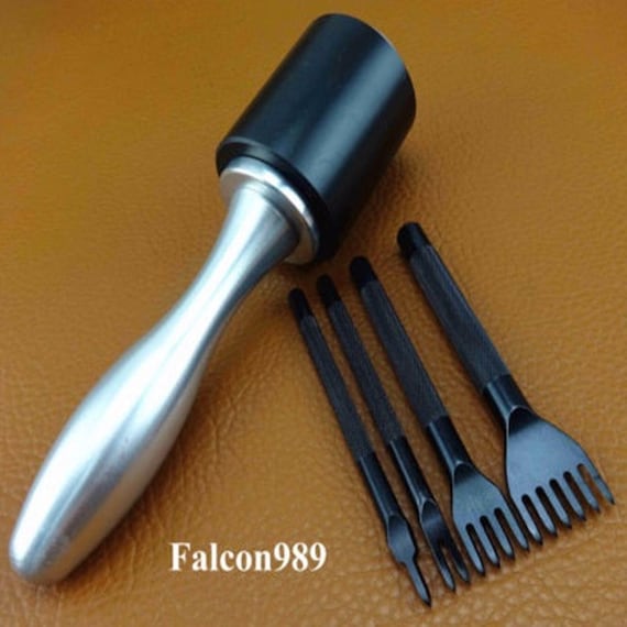 1Pc Leather craft Pricking Stitching Chisel Hole Punch DIY 2 Prong 6mm