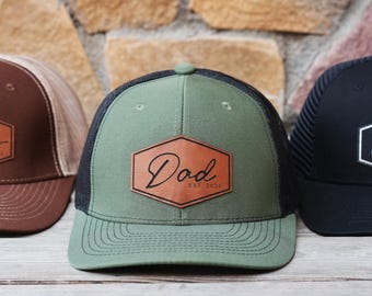 Custom Leather Patch Trucker Hat: Personalized Dad Cap