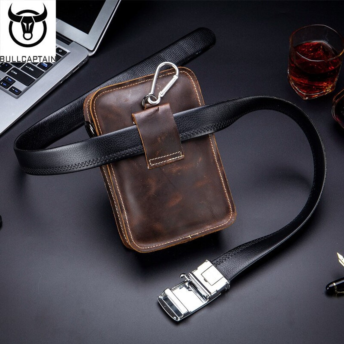 TobbinGear Leder Handytasche Für Gürtel | Universal Handyhalterung Aus Vollnarbenleder