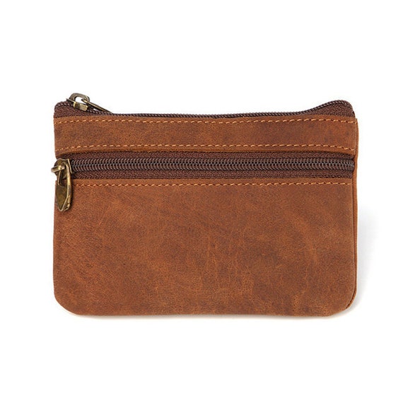 Vintage Crazy Horse Leather Men s Coin Purse Genuine Leather