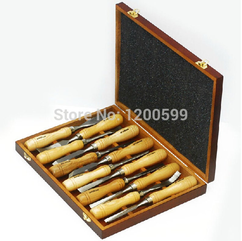 12pcs Wooden Handle Wood Craft Sculpture Carving Graver Chisel Tools Cutter