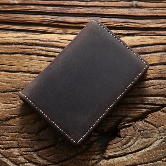 New Handmade Men's Long Wallet Crazy Horse Leather Cowhide Vintage Card  Holder