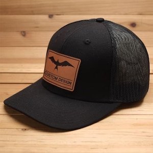 Boné de couro personalizado com remendo, bonés de pai, bonés estilo caminhoneiro, boné de couro com remendo, boné snapback, bonés masculinos personalizados 24111801