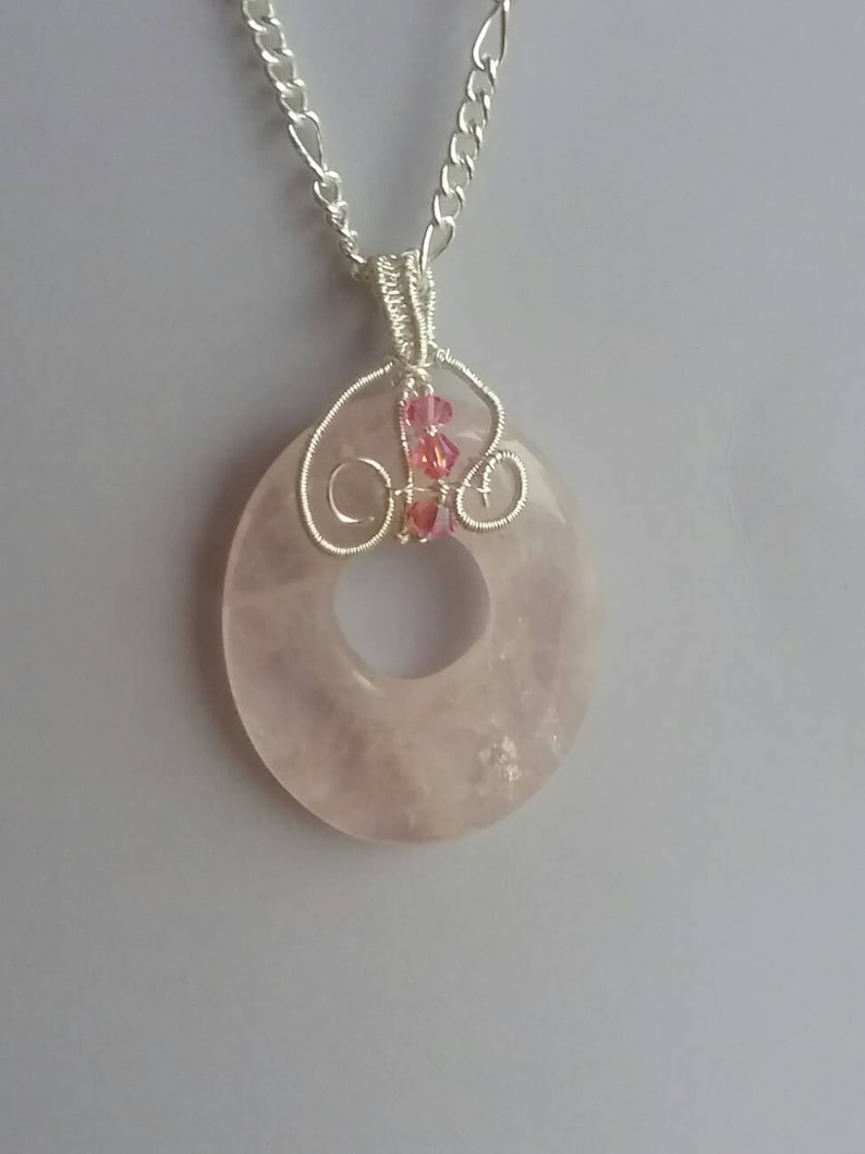 Rose quartz donut pendant Etsy