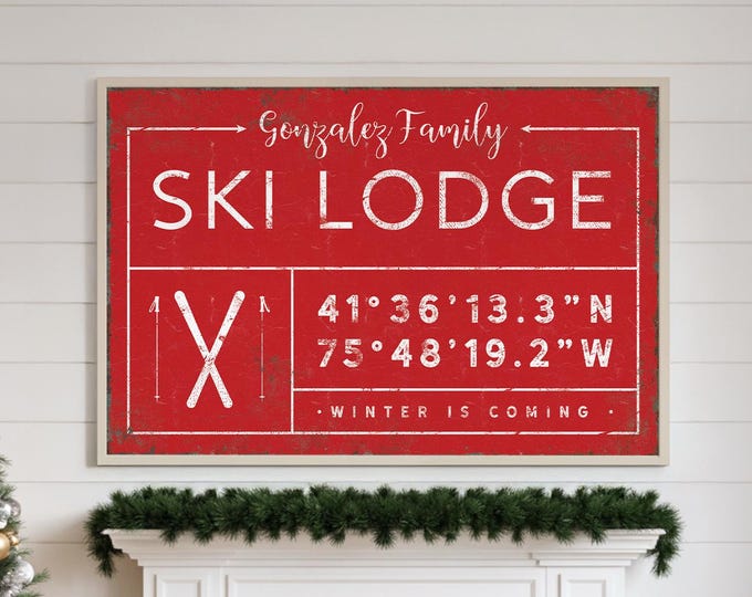 Custom arrow sign centered with your family name and coordinates