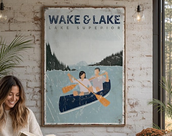 Canoe Paddles Sign, Navy Canoe with Orange Paddles, Personalized with Your Family Name