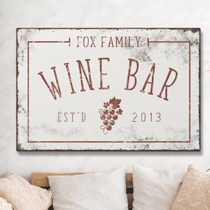 personalized WINE BAR canvas vintage wine sign for home bar decor, custom corkscrew art print on large framed canvas, winery gift idea 画像 10