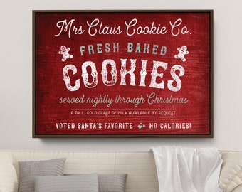 COOKIES sign on paper or framed canvas – "fresh baked cookies" for farmhouse decor, country  art, distressed wood rustic christmas sign