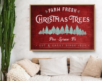 CHRISTMAS TREE FARM sign (paper print or framed canvas) – modern farmhouse sign, rustic wall print, vintage christmas decor