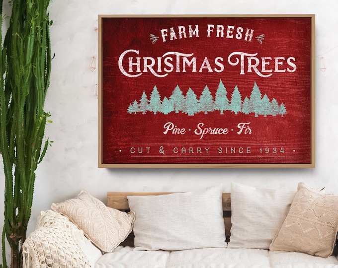 CHRISTMAS TREE FARM sign (paper print or framed canvas) – modern farmhouse sign, rustic wall print, vintage christmas decor