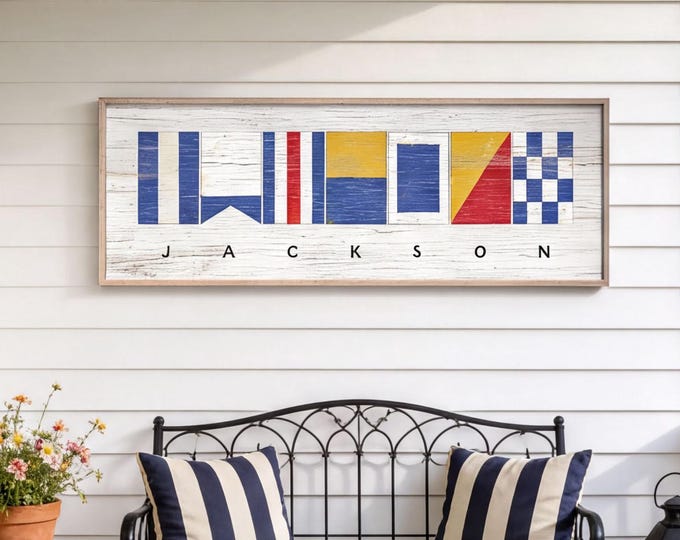 Nautical Flag Art Spelling Your Name In Maritime Signal Flags, Custom Navy Coastal
