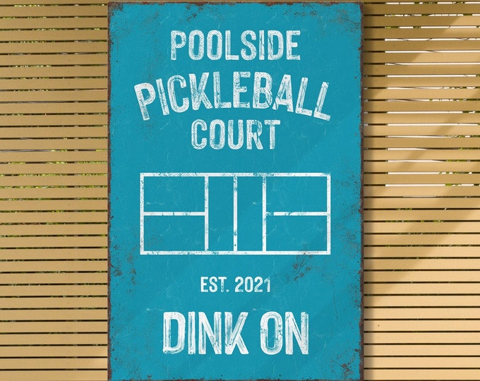 custom PICKLEBALL GIFT, personalized COURT Sign, Custom Name, Year Established and Colors, Duck Blue and White - Dink On!