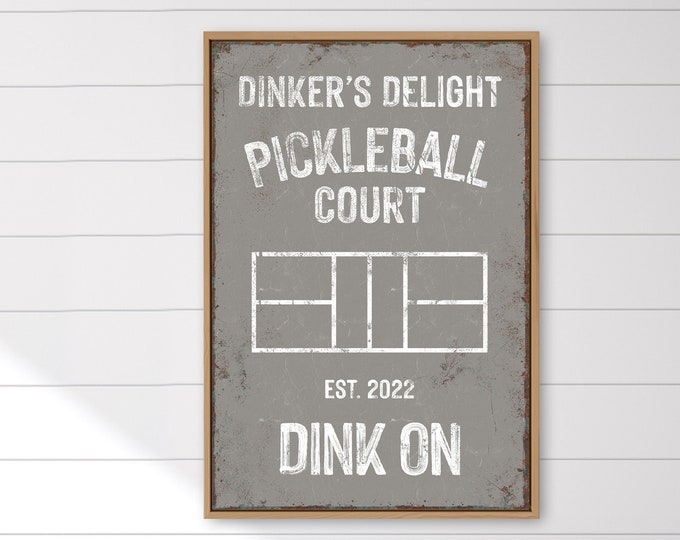 gray personalized PICKLEBALL GIFT, Personalized COURT Sign, Custom Name, Year Established and Colors, in Gray and White - Dinkers Delight!