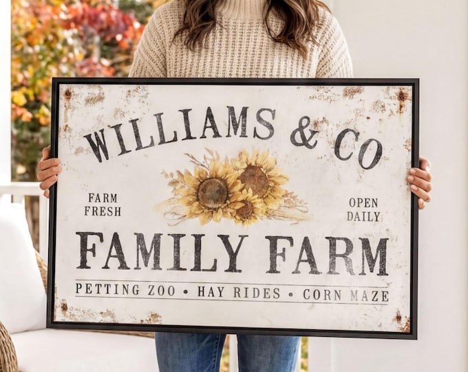 Custom Farm Sign, Yellow Sunflower Petting Zoo and Corn Maze