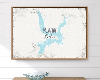 KAW LAKE Canvas for Boho Home Decor. XL Landscape Poster Print for Lake House Rental. Custom Oklahoma Wall Art for Big Space {lsw}