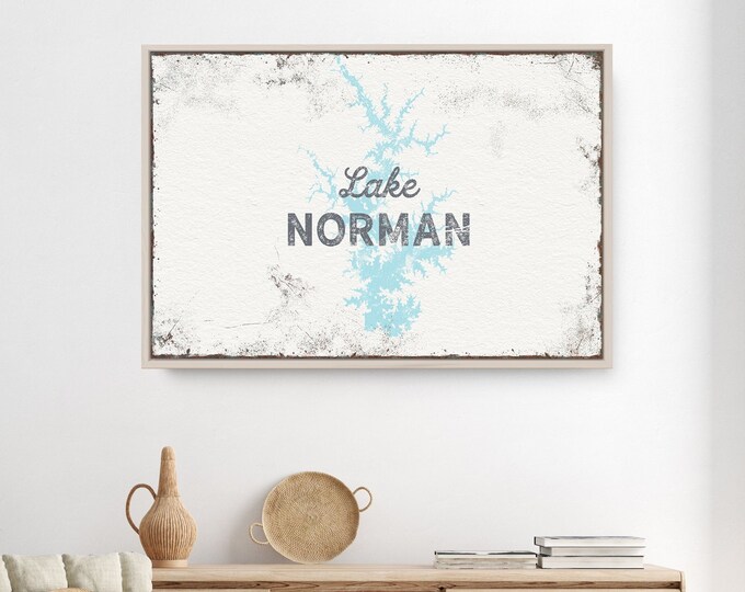 LAKE NORMAN Poster for Lake House Decor. Large Canvas Sign for Rental Property. Oversized Landscape Wall Art for Above Couch {lsw}