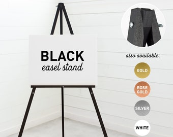 Black Easel for Wedding Sign > Painted Matte Black Floor Easel Stand for Funeral, Made of Wood