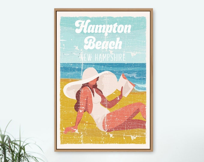 vintage BEACH HOUSE sign > personalized retro beach canvas for vintage coastal home decor  --- > shown personalized for Hampton Beach {rpb}